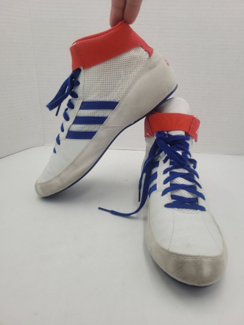 Adidas HVC 2 Wrestling Shoes Mens 7 EU 40 White Blue Red High Top Sneakers
